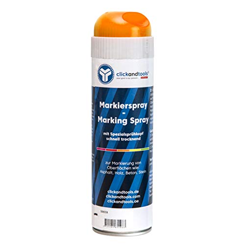 clickandtools Markierungsspray leuchtend orange Spezialsprühkopf, schnell trocknend von clickandtools