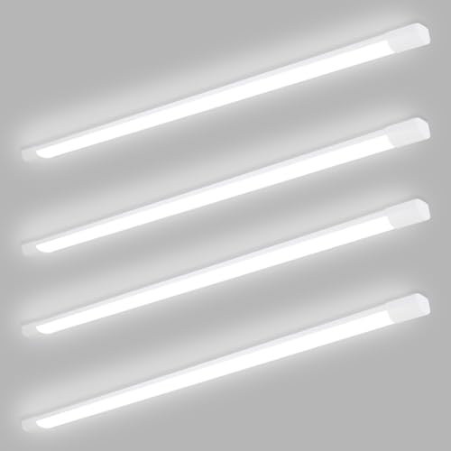 cliheet 4ER LED Deckenleuchte 120CM Deckenlampe Flach - 36W Küchenlampe Werkstattlampe Röhre Feuchtramleuchte 4000K Neturalweiß Kellerlampe Lang 180° Abstrahlwinkel für Wohnzimmer Büro Küche Garage von cliheet