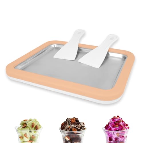 climafusion Eisplatte Eis Rolls zum Eis Machen DIY, Ice Cream Machine rolls maker mit 2 Spateln, Gelato Eis Rollmaschine für Kinder Familie (Orange) von climafusion