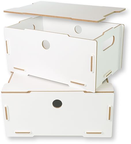 clipfritz - 2er Set Kiste mit Deckel MDF Holz ca.30x20x14cm - Aufbewahrungsbox als Allzweckbox stapelbar - Stapelboxen und Stapelkisten Weiß - Box als Spielzeugkiste für Kinderzimmer, Erinnerungsbox clipfritz - 2er Set Kiste mit Deckel MDF Holz ca.30x20x14cm - Aufbewahrungsbox als Allzweckbox stapelbar - Stapelboxen und Stapelkisten Weiß - Box als Spielzeugkiste für Kinderzimmer, Erinnerungsbox von clipfritz
