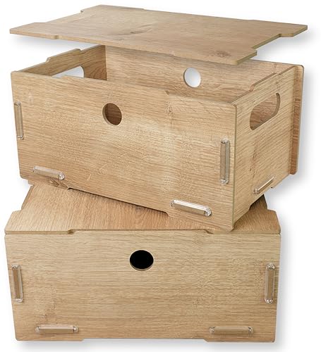 clipfritz - 2er Set Holzkiste mit Deckel aus MDF Holz (ca.30x20x14cm) Spielzeugkiste für das Kinderzimmer - Kinder Spielzeug Kiste zur Aufbewahrung -Holzbox/Aufbewahrungsbox als Spielzeugbox stapelbar clipfritz - 2er Set Holzkiste mit Deckel aus MDF Holz (ca.30x20x14cm) Spielzeugkiste für das Kinderzimmer - Kinder Spielzeug Kiste zur Aufbewahrung -Holzbox/Aufbewahrungsbox als Spielzeugbox stapelbar von clipfritz