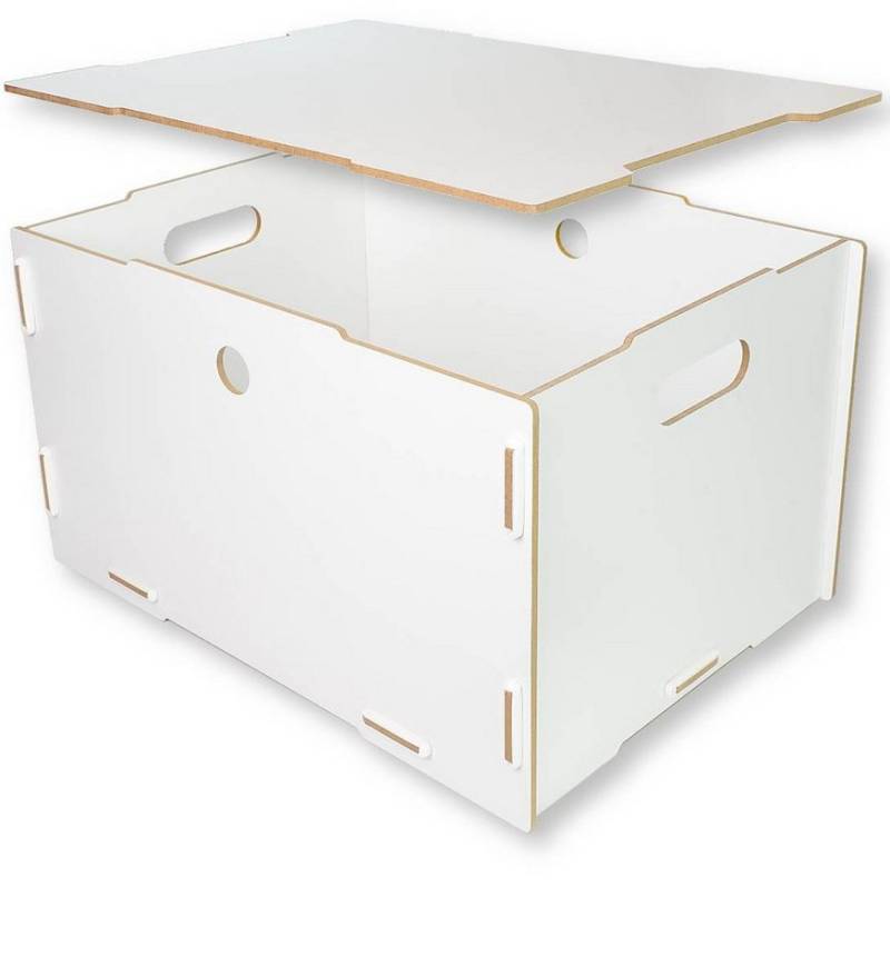 clipfritz Aufbewahrungsbox BOB, MDF, Ordnungsbox mit Deckel, in Eiche-Effekt & Weiss-matt (1-er Set) von clipfritz