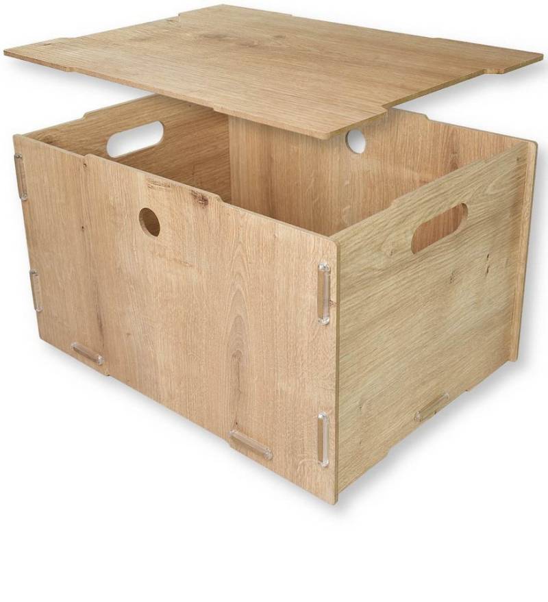 clipfritz Aufbewahrungsbox BOB, MDF, Ordnungsbox mit Deckel, in Eiche-Effekt & Weiss-matt (1-er Set) von clipfritz