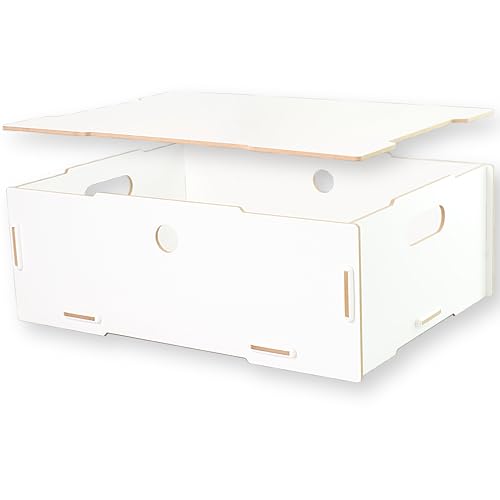 clipfritz - Aufbewahrungsbox mit Deckel - MDF Holz (ca.39x29x14cm) Holzkiste in Weiß - Aufbewahrungskiste Boxen/Kiste stapelbar - Allzweckbox Universal - Erinnerungskiste für Hochzeit, Fotos, Bücher von clipfritz