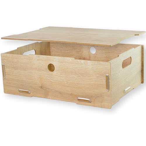 clipfritz - Aufbewahrungskiste mit Deckel MDF Holz (ca.39x29x14cm) Box/Kiste zur Aufbewahrung - Boxen für Kinderzimmer oder als Bücherkiste, Ordnungskiste, Spielzeugkiste (Holzkiste stabil, stapelbar) von clipfritz