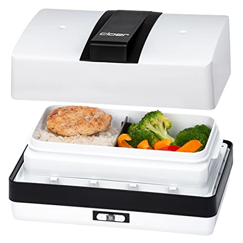 Cloer 800MBX Menübox elektrische Lunchbox zum Aufwärmen von Speisen-inkl 1,2 l, Tablett und Messbecher herausnehmbarer Träger Edelstahlkochplatte, kombinierbar Lunchbox-Sets, Weiß, 1,2 Liter von Cloer