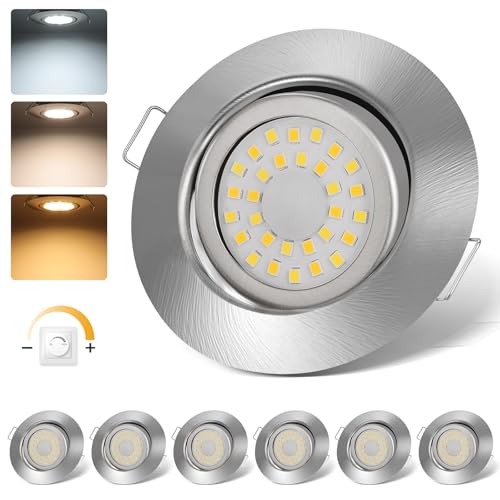 cloksh LED Einbaustrahler 230V Dimmbar LED Spots 5W IP44 Bad Einbauleuchten Schwenkbar Deckenspots,Warmweiß 3000K Neutralweiß 4000K Kaltweiß 6000K Einbauspots für Badezimmer Küche Wohnzimmer von cloksh