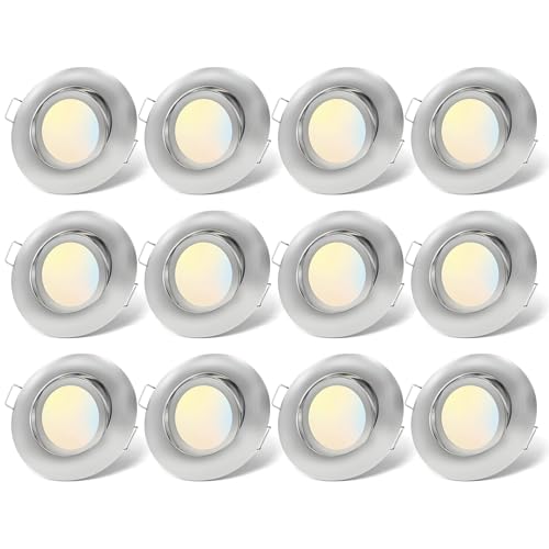 LED Einbaustrahler 230V Dimmbar Ultra Flach LED Spots 6W IP44 Einbauleuchten Schwenkbar Deckenspots,Warmweiß Neutralweiß Kaltweiß für Badezimmer Küche Wohnzimmer,12er Set von cloksh