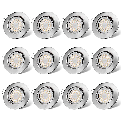 LED Einbaustrahler 230V Flach Dimmbar LED Spots 3 stufe Dimmbar 6W IP44 Bad Einbauleuchten Deckenspots Deckenstrahler,Warmweiß 3000K Schwenkbar Einbauspots für Badezimmer Küche Wohnzimmer,12er Set von cloksh