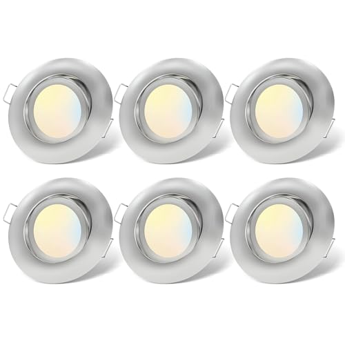 cloksh LED Einbaustrahler 230V 3 stufe Dimmbar LED Spots 6W IP44 Bad Einbauleuchten Schwenkbar Deckenspots,Warmweiß Neutralweiß Kaltweiß deckenleuchte für Badezimmer Küche Wohnzimmer,6er Set von cloksh