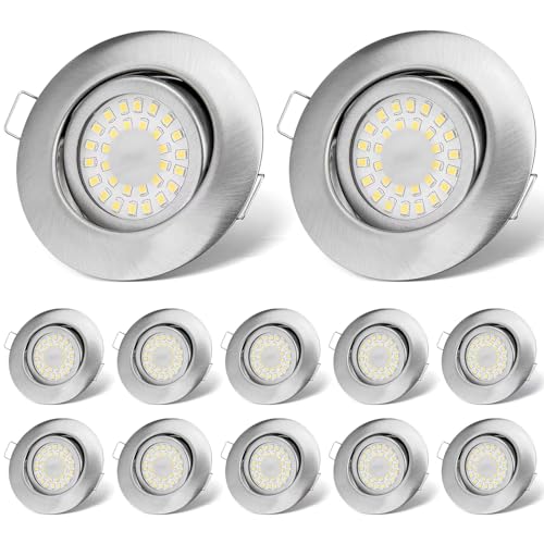 cloksh LED Einbaustrahler 230V Flach Dimmbar LED Spots 6W IP44 Bad Einbauleuchten Deckenspots Deckenstrahler,Neutralweiß 4000K Schwenkbar Einbauspots für Badezimmer Küche Wohnzimmer,12er Set von cloksh