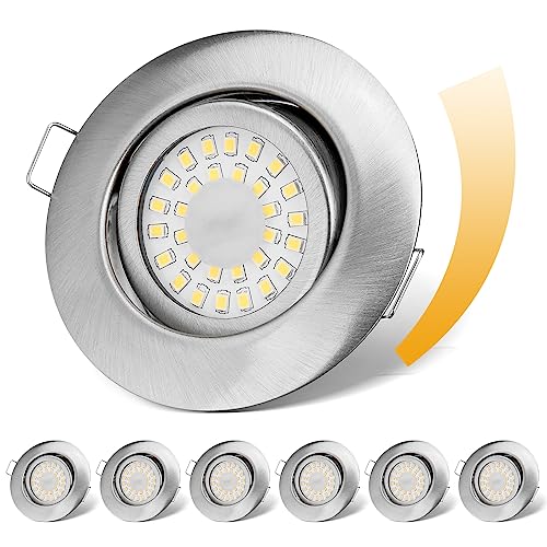 cloksh LED Einbaustrahler 230V Flach Dimmbar LED Spots 6W IP44 Bad Einbauleuchten Deckenspots Deckenstrahler,Neutralweiß 4000K Schwenkbar Einbauspots für Badezimmer Küche Wohnzimmer,6er Set von cloksh