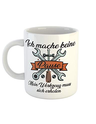clothinx Tasse Ich mache keine Pause lustiges Handwerker Geschenk | Eine Geschenkidee für Mitglieder der Arbeiterklasse, Innung, Zunft, Handwerksinnung, den Handwerksmann oder Malocher von clothinx