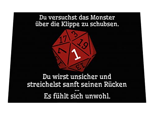 clothinx Fußmatte Epischer Patzer - Pen and Paper Rollenspiel - für Rollenspieler - Dungeonmaster - Abenteurer - Fantasy - Geschenkidee für Rollenspieler und DND - rutschfest - Außen und Innen von clothinx