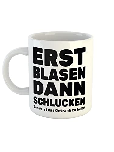 clothinx Erst Blasen dann Schlucken - 340ml Tasse Weiss von clothinx