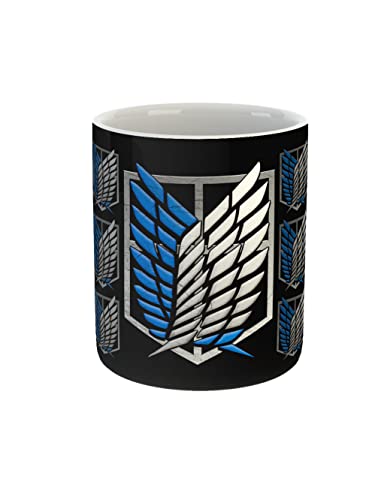 clothinx Kaffeetasse mit Aufdruck AoT Scouting Legion Schwingen Blau/Weiß aus Keramik Fassungsvermögen 340ml von clothinx