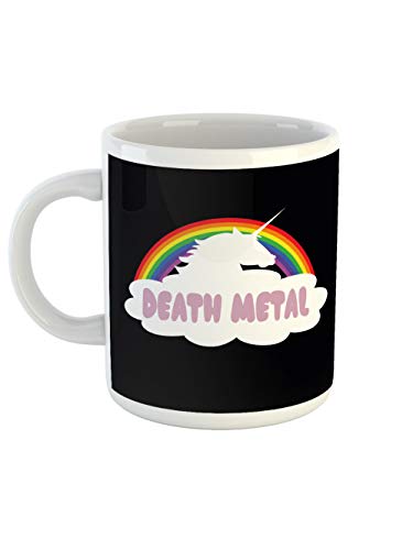 clothinx Kaffeetasse mit Aufdruck Death Metal | Lustiges Unicorn Heavy Metal Motiv mit Einhorn und Regenbogen | Passend für den nächsten Musikabend, Konzert oder Gig von clothinx