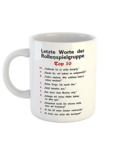 clothinx Kaffeetasse mit Aufdruck Top 10 Letzte Worte Der Rollenspiel Gruppe von clothinx