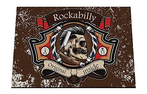 clothinx Rockabilly Fussmatte 60cm x 40cm x 0,5cm| F…K The World |Rockabilly Kopf mit Schriftzug | Zeige Deine Gesinnung mit Stolz von clothinx