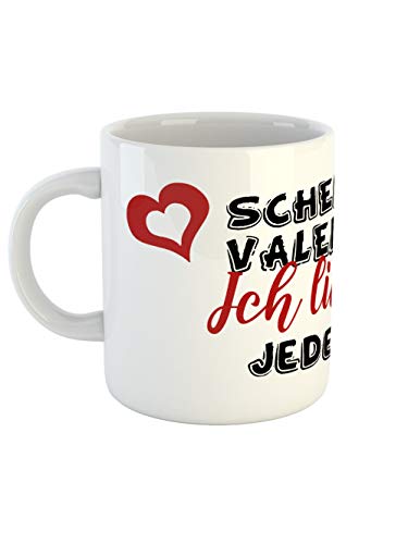 clothinx Schon wieder Valentinstag? Ich liebe Dich jeden Tag! - weiße Tasse Rundum Bedruckt Herz - passende Geschenkidee zum Valentinstag für Pärchen & Verliebte von clothinx