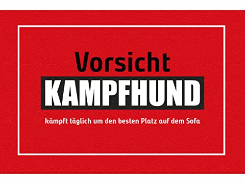 clothinx Fußmatte Vorsicht Kampfhund - Hunde Spruch - lustige Geschenkidee für Hundebesitzer mit Humor - Hundemotiv Sprüche - Türvorleger drinnen und draußen für Hundehalter, 40 x 60 cm von clothinx