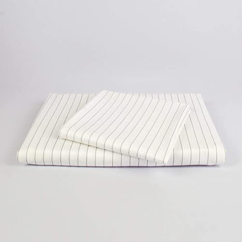 cloudlinen Bettwäsche Set aus 100% Extra-Langstapeliger Premium Baumwolle - 155x220 cm (Bettbezug) + 80x80 cm (Kissen) - weiß/grau gestreift - kuscheliger, Warmer, weicher Satin für besten Schlaf von cloudlinen