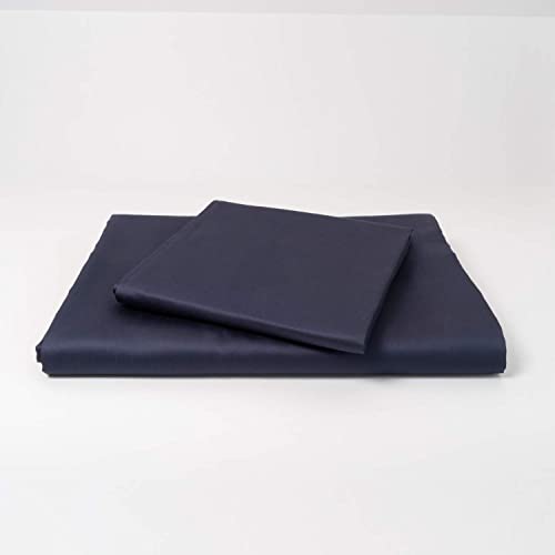 cloudlinen Bettwäsche Set aus 100% Extra-Langstapeliger Premium Baumwolle - 200x220 cm (Bettbezug) + 2 * 80x80 cm (Kissen) - blau einfarbig/unifarben - kuscheliger, Warmer und weicher Mako Satin von cloudlinen