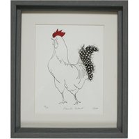 Hahn Henne Edition Print Mit Fleckigen Perlhuhnfedern Signiert von cluckcluckbiz