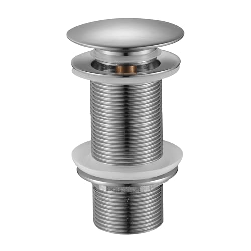 DURO CLICK-CLACK Ventil, Mühelose Funktionalität für das Waschbecken, Pop Up Ventil, Hochwertiges Messing und Minimalistisches Design, Rund, ohne Überlauf, Stahlgebürstet für Standwaschtisch DURO CLICK-CLACK Ventil, Mühelose Funktionalität für das Waschbecken, Pop Up Ventil, Hochwertiges Messing und Minimalistisches Design, Rund, ohne Überlauf, Stahlgebürstet für Standwaschtisch von cluro
