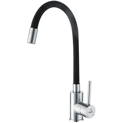 DURO Küchenarmatur Acero, aus Gebürstetem Edelstahl ohne Stopfen, Wassersparend, Einhebel-Einloch-Standbatterie mit Beweglichem Auslauf, Durchflussklasse A, Geräuschklasse II, Schwarz DURO Küchenarmatur Acero, aus Gebürstetem Edelstahl ohne Stopfen, Wassersparend, Einhebel-Einloch-Standbatterie mit Beweglichem Auslauf, Durchflussklasse A, Geräuschklasse II, Schwarz von cluro