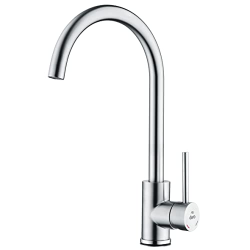 DURO Küchenarmatur Acero, aus Gebürstetem Edelstahl ohne Stopfen, Wassersparend, Einhebel-Einlich-Standbatterie mit Beweglichem Auslauf, Durchflussklasse A, Geräuschklasse II, Silber DURO Küchenarmatur Acero, aus Gebürstetem Edelstahl ohne Stopfen, Wassersparend, Einhebel-Einlich-Standbatterie mit Beweglichem Auslauf, Durchflussklasse A, Geräuschklasse II, Silber von cluro