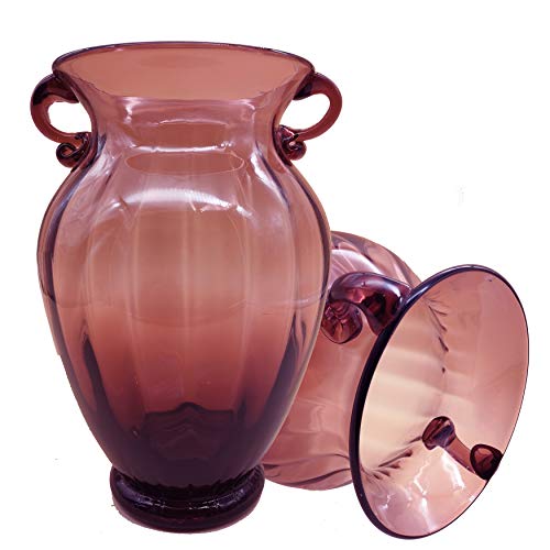 cn-Knight Blumenvase, Groß, 25cm Hoch und 15cm Öffnungsbreite, Verdicktes Kristallglas mit Zwei Griffen für Künstliche Blumen, Heimdeko, Hochzeit Country Rustic,Violett von cn-Knight