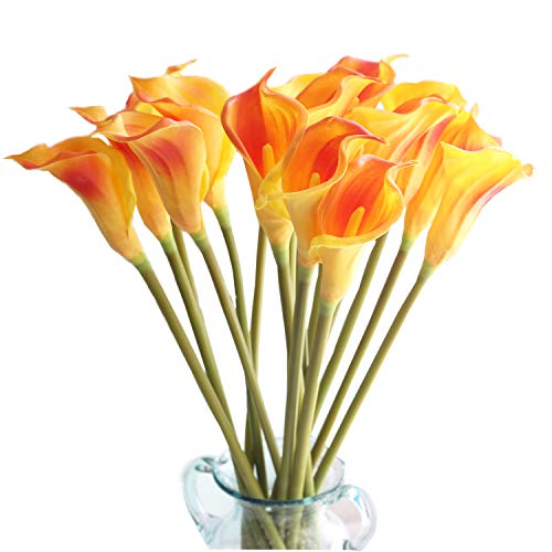 cn-Knight Künstliche Blume, 66 cm Langer Stiel, Calla-Lilie, Kunst-Arum-Lilie, Kunstblumen, künstliche Lilie, für Hochzeit, Brautstrauß, Brautjungfer, Heimdekoration, Tafelaufsatz (Orange), 10 Stück von cn-Knight