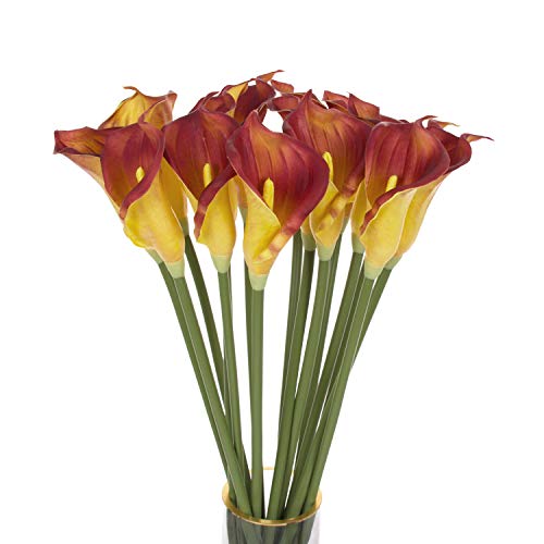 cn-Knight Künstliche Blume,10 Stück 66cm Langer Stiel, Calla-Lilie, Kunst-Arum-Lilie, Kunstblumen, künstliche Lilie, für Hochzeit, Brautstrauß, Brautjungfer, Heimdekoration, Tafelaufsatz,Dunkelrot von cn-Knight