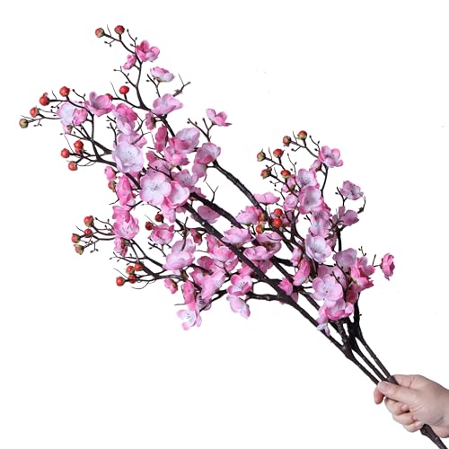 cn-Knight Künstliche Blumen, 93cm Sehr Langer Stiel, Seide Pflaumenblüte, Künstliche Japanische Aprikose, Chinesische Pflaumenblume für Zuhause, Innendekoration, für Empfang, Hotel, 3 Stück Rose von cn-Knight