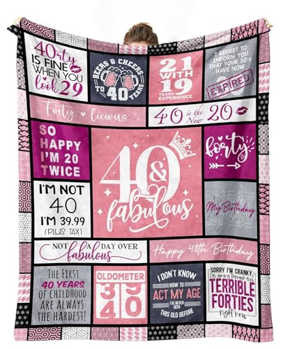 cnnouart Damen-Decke zum 40. Geburtstag, Geschenk zum 40. Geburtstag, Geschenk zum 40. Geburtstag (150 x 200 cm) von cnnouart