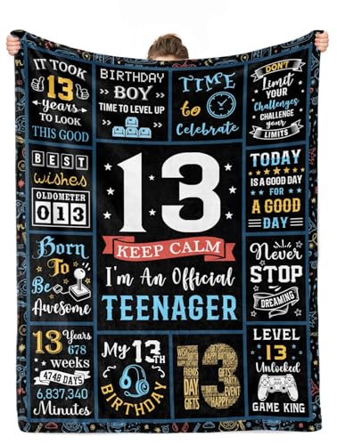 cnnouart Geburtstagsgeschenke zum 13. Geburtstag, Dekoration für Jungen, Teenager-Geburtstagsgeschenk, Überwurfdecke (150 x 230 cm) von cnnouart