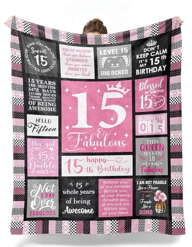 cnnouart Sweet 15 Geschenke für Mädchen, Dekoration zum 15. Geburtstag, einzigartiges Geburtstagsgeschenk für Teenager (150 x 230 cm) von cnnouart