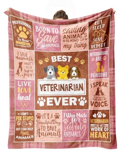 cnnouart Vet Tech Gifts, Tierärztliche Geschenke, Decke, Tierarzt, Tech-Woche, Wertschätzungsgeschenke, weiche Überwurfdecken für Bett, Couch, 130 x 180 cm von cnnouart