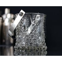 Vtg. Glas Eiskübel Mit Eiszange/Barwagen & Cocktail Accessoires von cobaltblau2013