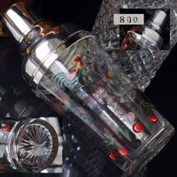 Vintage Silber & Glas Cocktail Shaker Handgemaltes Rezept Barzubehör von cobaltblau2013