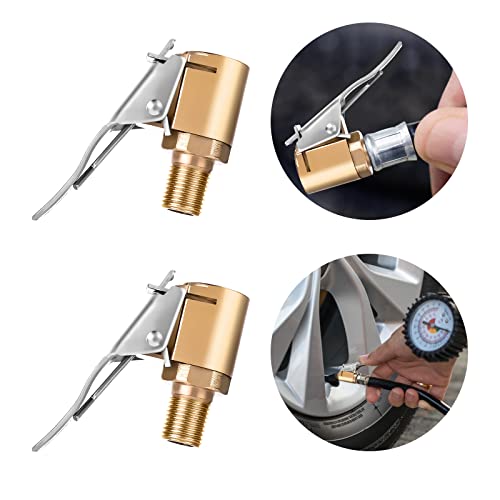 cobee 2 Stück 8mm Autoventil Hebelstecker Air Chuck,Messing neu Reifenfüllnippel Ventilaufsatz Momentstecker,Hebelstecker Auto Druckluft Ventilstecker für alle Reifenventile mit Ventilgewinde von Cobee