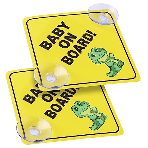 cobee Baby an Bord Auto Warnschilder, 2 Stück 12,7 x 12,7 cm Sicherheits Autoschild mit doppelten Saugnäpfen Baby im Auto Aufkleber für Autofenster wiederverwendbar Baby an Bord Aufkleber (Stil C) von cobee