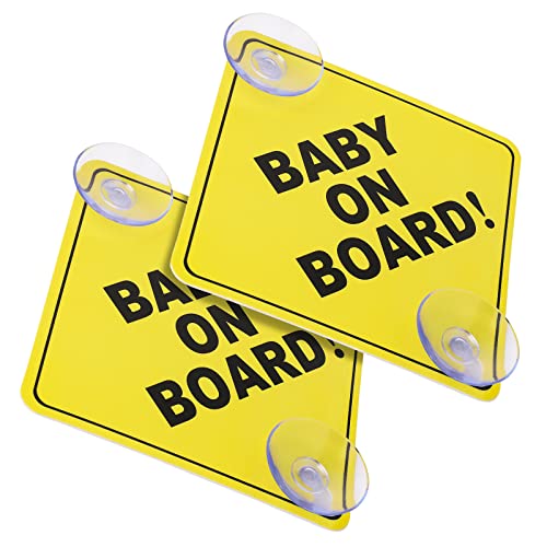 Cobee Baby an Bord Auto Warnschilder - 2 Stück 12,7 x 12,7 cm Sicherheits Autoschild Mit Doppelten Saugnäpfen - Wiederverwendbarer Aufkleber für Autofenster (Stil A) von Cobee