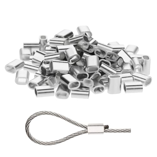 cobee Drahtseilklemme 3mm, 120 Stück Aluminium Pressklemmen Alu Drahtseilklemme Ovale Presshülsen Seilklemme Seile Pressklemmen Metall Drahtklemme Für Stahlseil Drahtseil Kabel (3mm) von Cobee