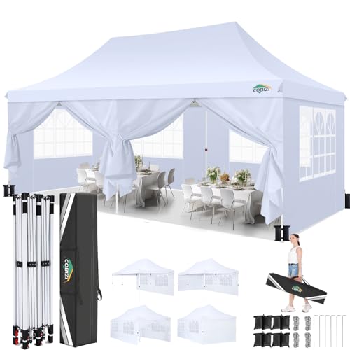 3x6m Pavillon, COBIZI Faltpavillon 3x6 Wasserdicht Stabil mit 6 Seitenteilen,Upgrade-Hochdach und Tragetasche, Gartenpavillon Partyzelt für Garten, Party, Festival, Hochzeit, UV50+ von cobizi