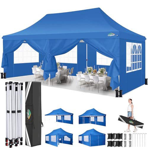 3x6m Pavillon, COBIZI Faltpavillon 3x6 Wasserdicht Stabil mit 6 Seitenteilen,Upgrade-Hochdach und Tragetasche, Gartenpavillon Partyzelt für Garten, Party, Festival, Hochzeit, UV50+ von cobizi