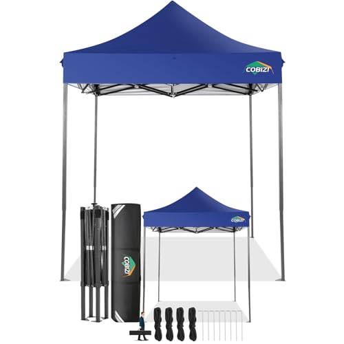 COBIZI Faltpavillon 2x2 Wasserdicht Stabil Winterfest ohne Seitenwand,Pop Up Pavillon Partyzelt,Sonnenschutz Gartenpavillon,Pavillon Faltbar mit Handtasche(2 mal 2m Dunkelblau) von COBIZI