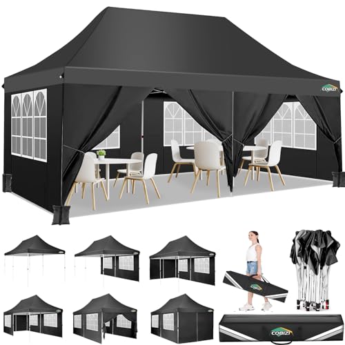 COBIZI Faltpavillon 3X6m Wasserdicht Stabil Pavillon 3x6m, Partyzelt Faltbar Anti-UV mit 6 Seitenwänden, Gartenpavillon für Hochzeiten, Freien, Garten, Party von cobizi