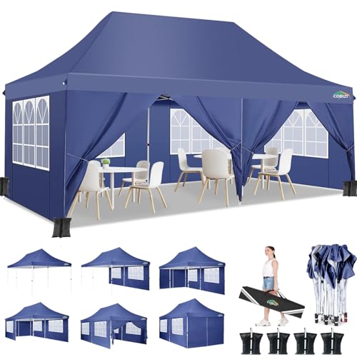 COBIZI Faltpavillon 3X6m Wasserdicht Stabil Pavillon 3x6m, Partyzelt Faltbar Anti-UV mit 6 Seitenwänden, Gartenpavillon für Hochzeiten, Freien, Garten von cobizi